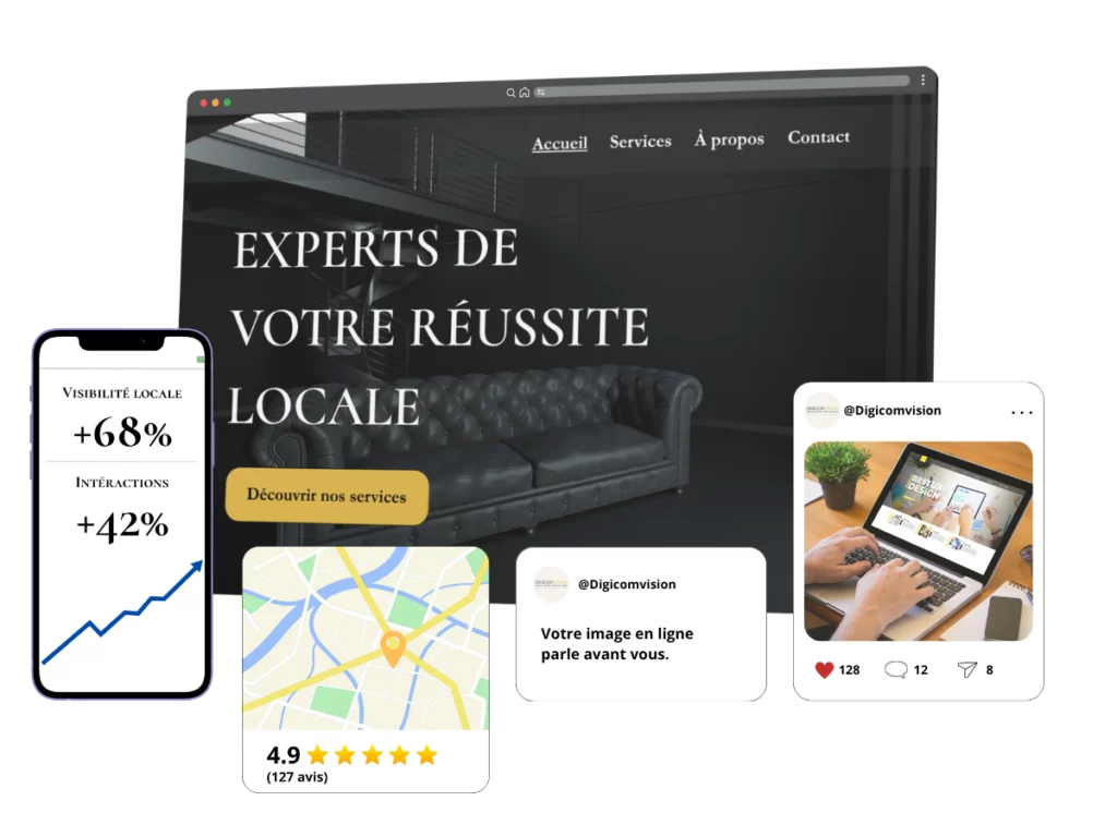 Présence digitale DigiComVision : site web, Google Business et réseaux sociaux